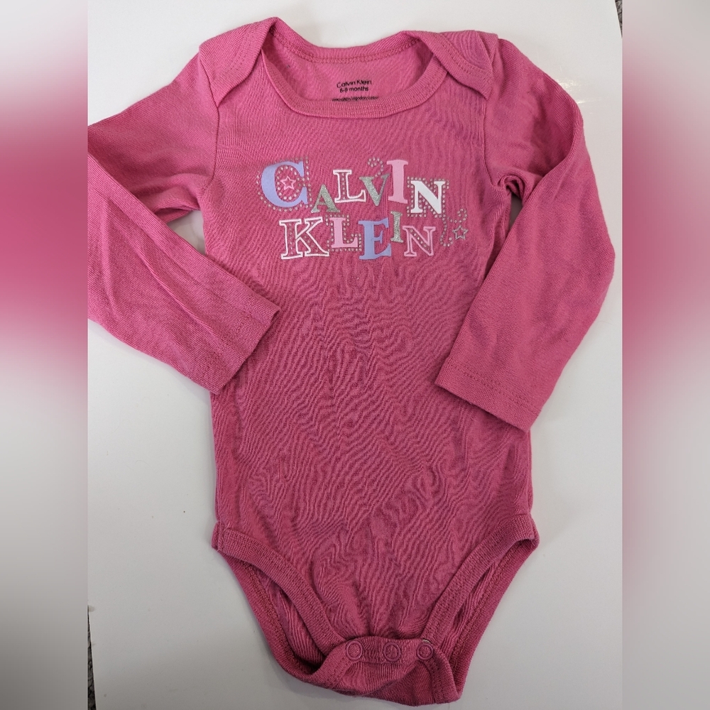 Calvin Klein pink long sleeve baby girls onesie